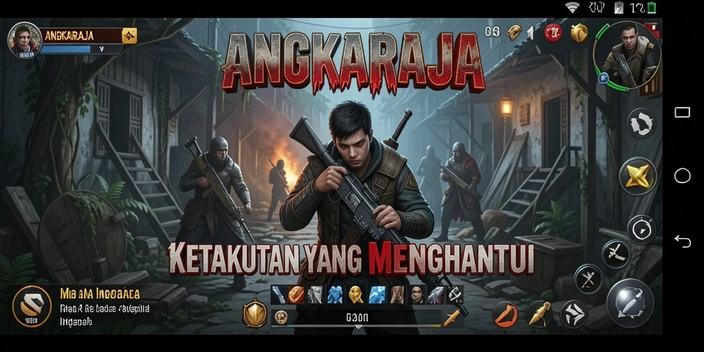 Screenshot gameplay ANGKARAJA menunjukkan suasana horror yang mencekam.