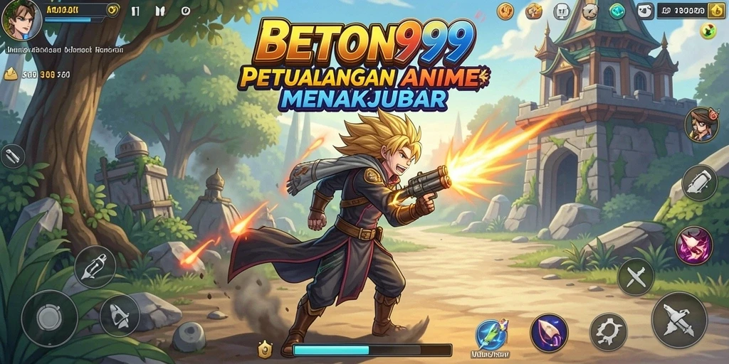 Gameplay BETON999 dengan aksi karakter anime yang memukau.