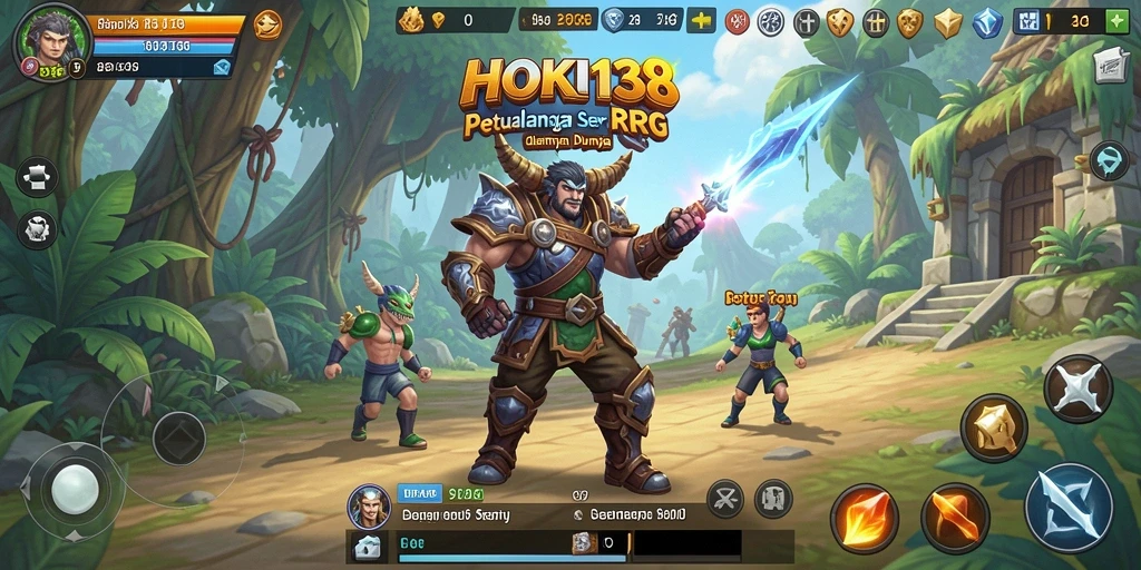 Screenshot gameplay HOKI138 menampilkan aksi pertarungan RPG yang mendebarkan.