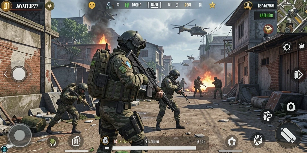 Tampilan gameplay seru dari JAYATOP77 di arena pertempuran.