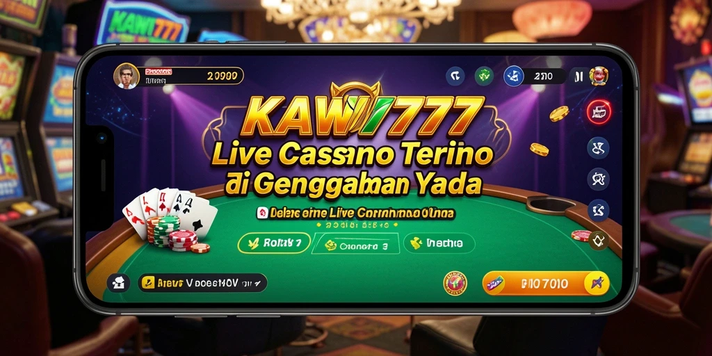 Screenshot KAWI777 menunjukkan dealer langsung dan suasana permainan yang mendebarkan.