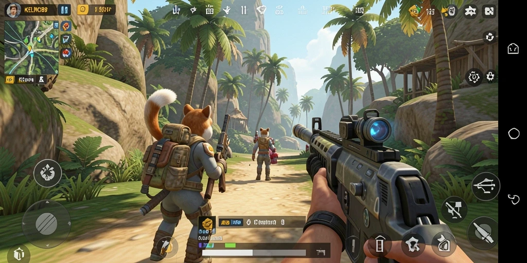 Screenshot utama KELINCI88 menunjukkan aksi seru dalam game TPS.