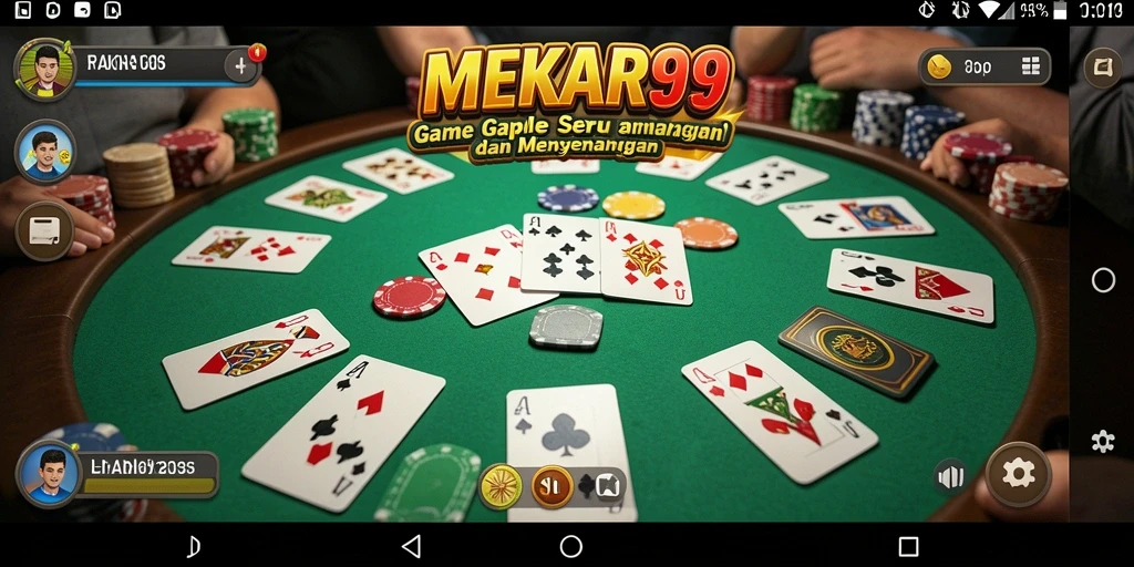 Gameplay seru Gaple di MEKAR99 dengan teman-teman.