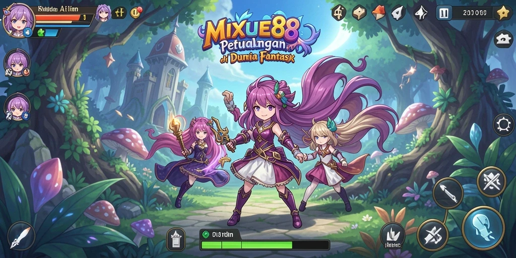 Tampilan menarik dari gameplay <strong>MIXUE88</strong> dengan karakter anime yang beraksi.