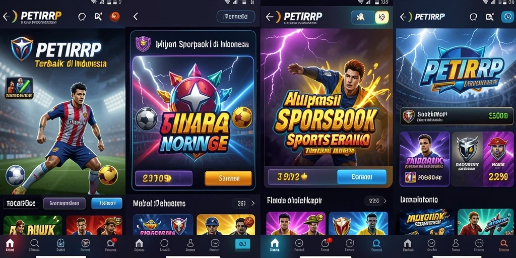 Tangkapan layar utama PETIRRP menampilkan berbagai opsi taruhan olahraga.