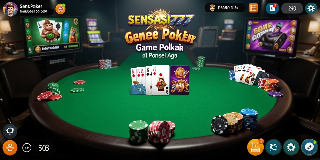 Screenshot gameplay SENSASI777 menampilkan suasana Poker yang mendebarkan.