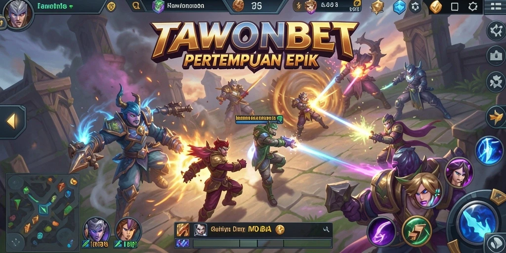 Tampilan gameplay seru dalam pertarungan MOBA.