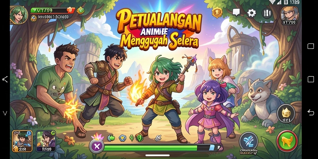 Tangkapan layar gameplay VT789 dengan karakter anime yang beraksi.